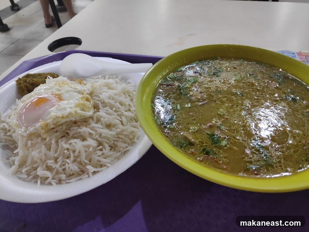 Rice with Fried Egg and Soup