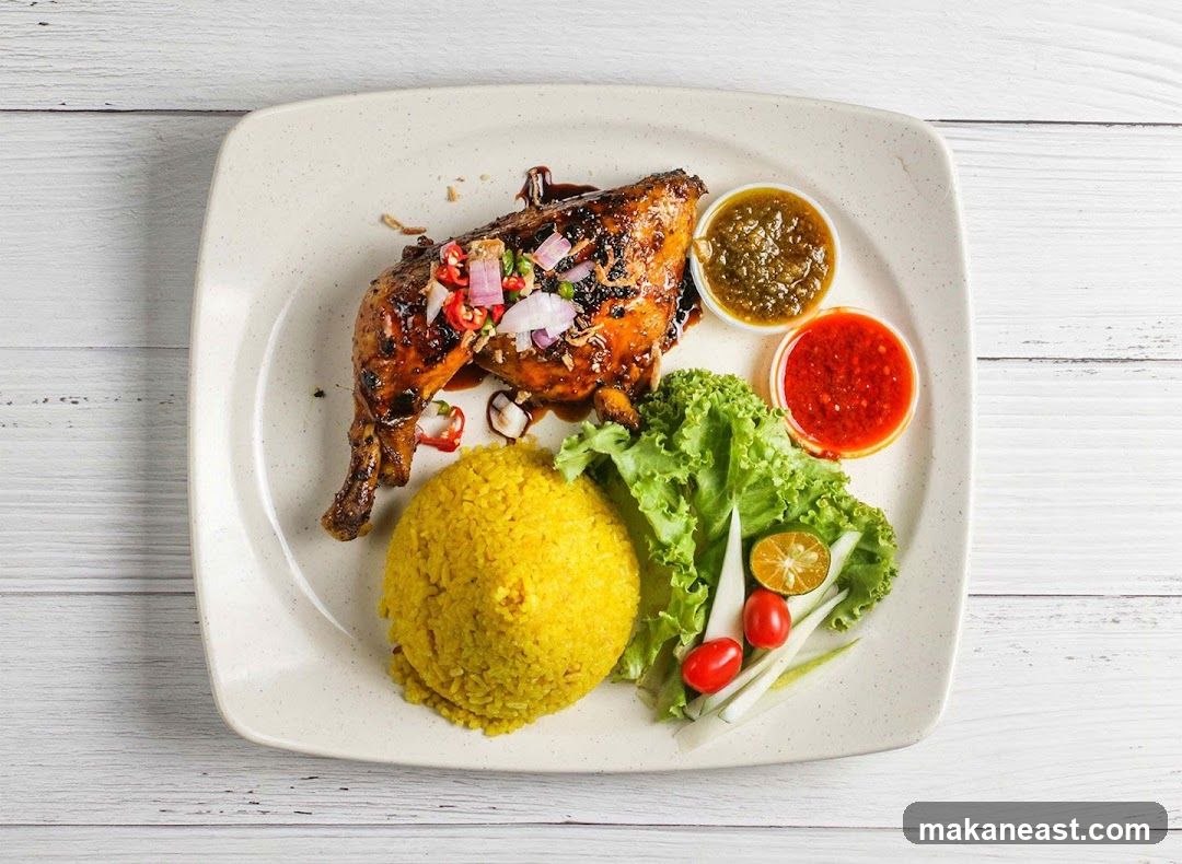 Grilled Chicken with Rice and Sauces