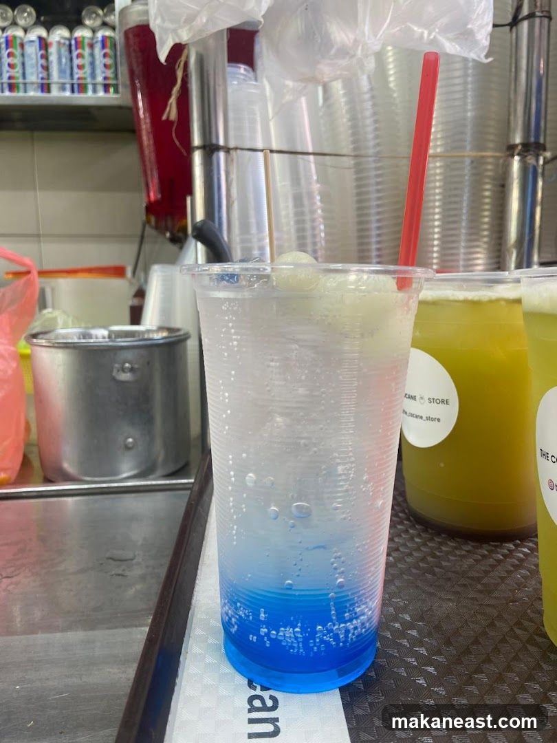 Blue and White Drink with Lychee