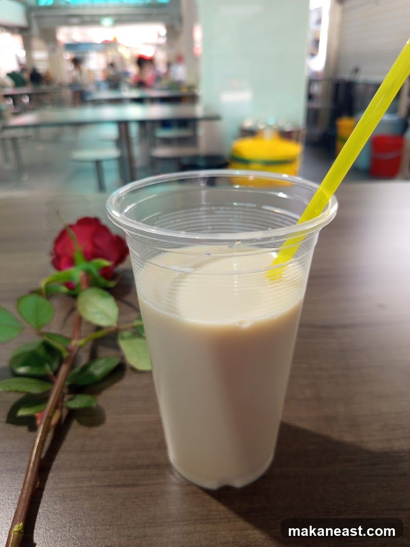 Soy milk with a rose