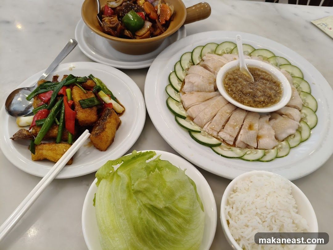 Hainanese Chicken Rice and Stir-fried Fish