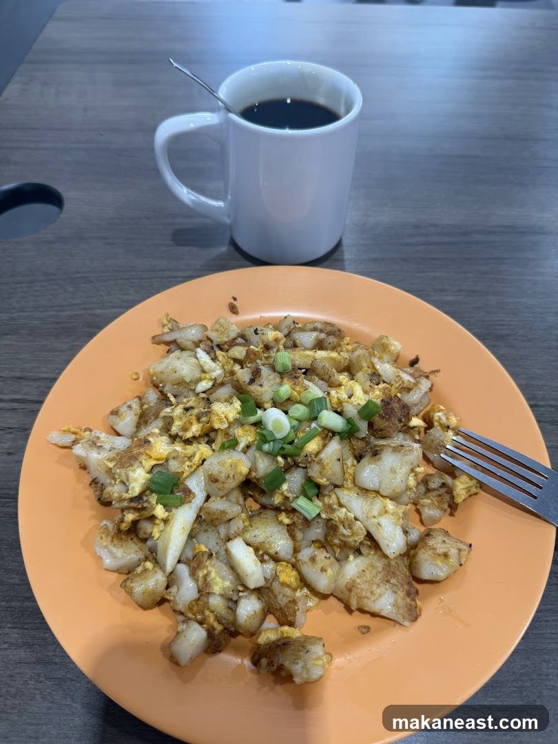Fried Radish Cake with Coffee
