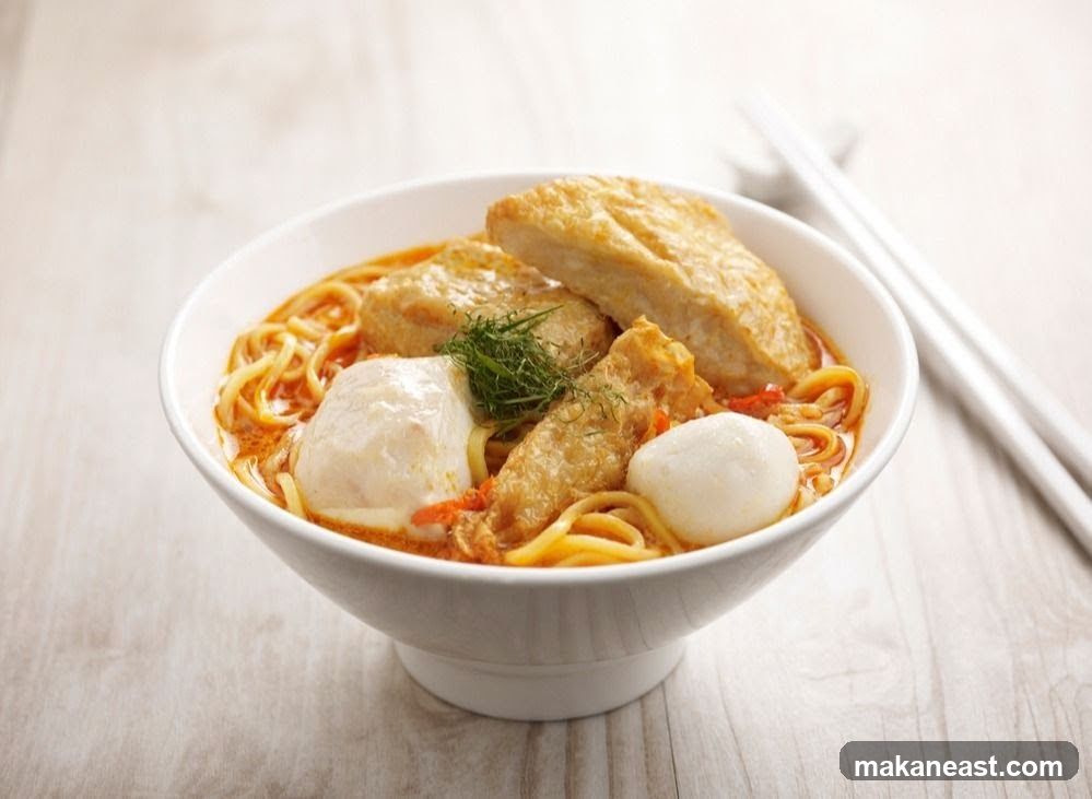 Bowl of Noodles with Fish Balls and Tofu