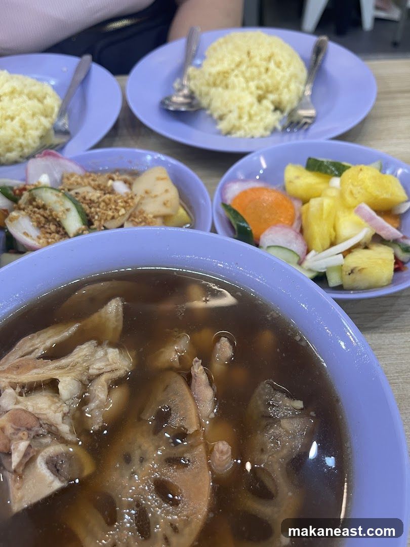 Chicken Soup with Rice and Salad