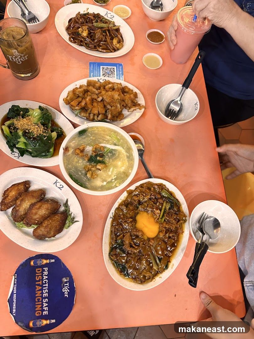 Table with food and drinks