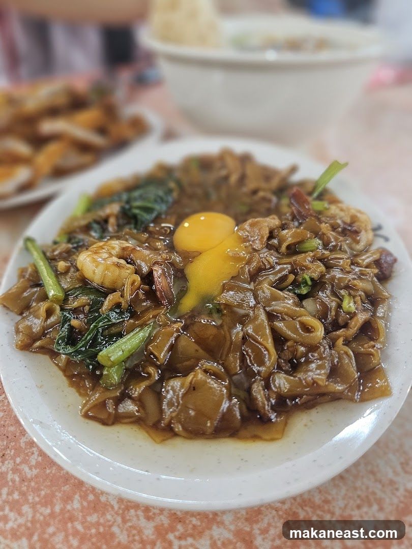 Plate of Noodles with Egg and Shrimp