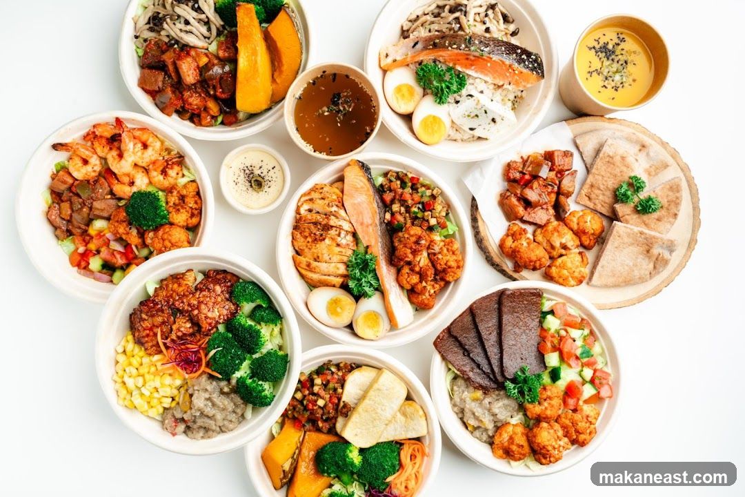 Assortment of healthy bowls and sides