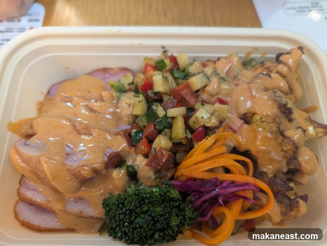 Takeout Bowl with Sliced Meat and Vegetables