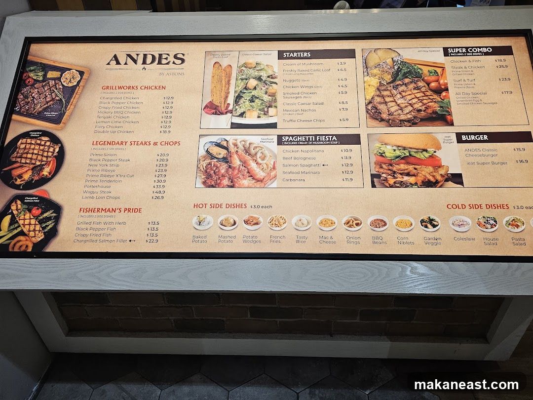 ANDES BY ASTONS Menu