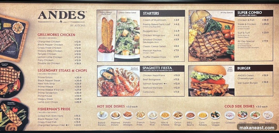 ANDES BY ASTONS Menu