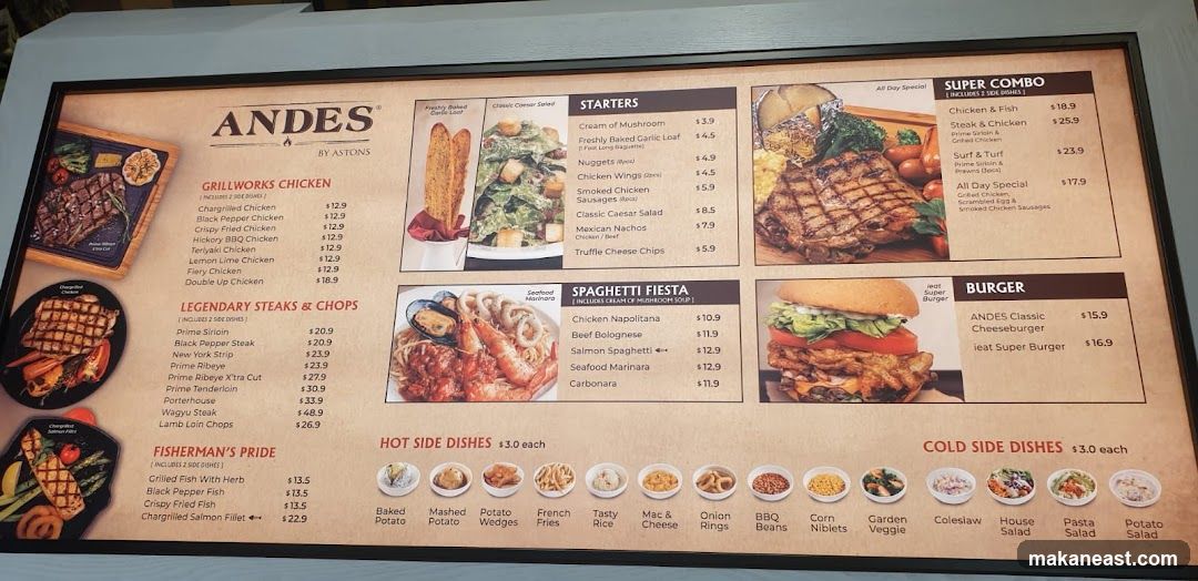 ANDES BY ASTONS Menu