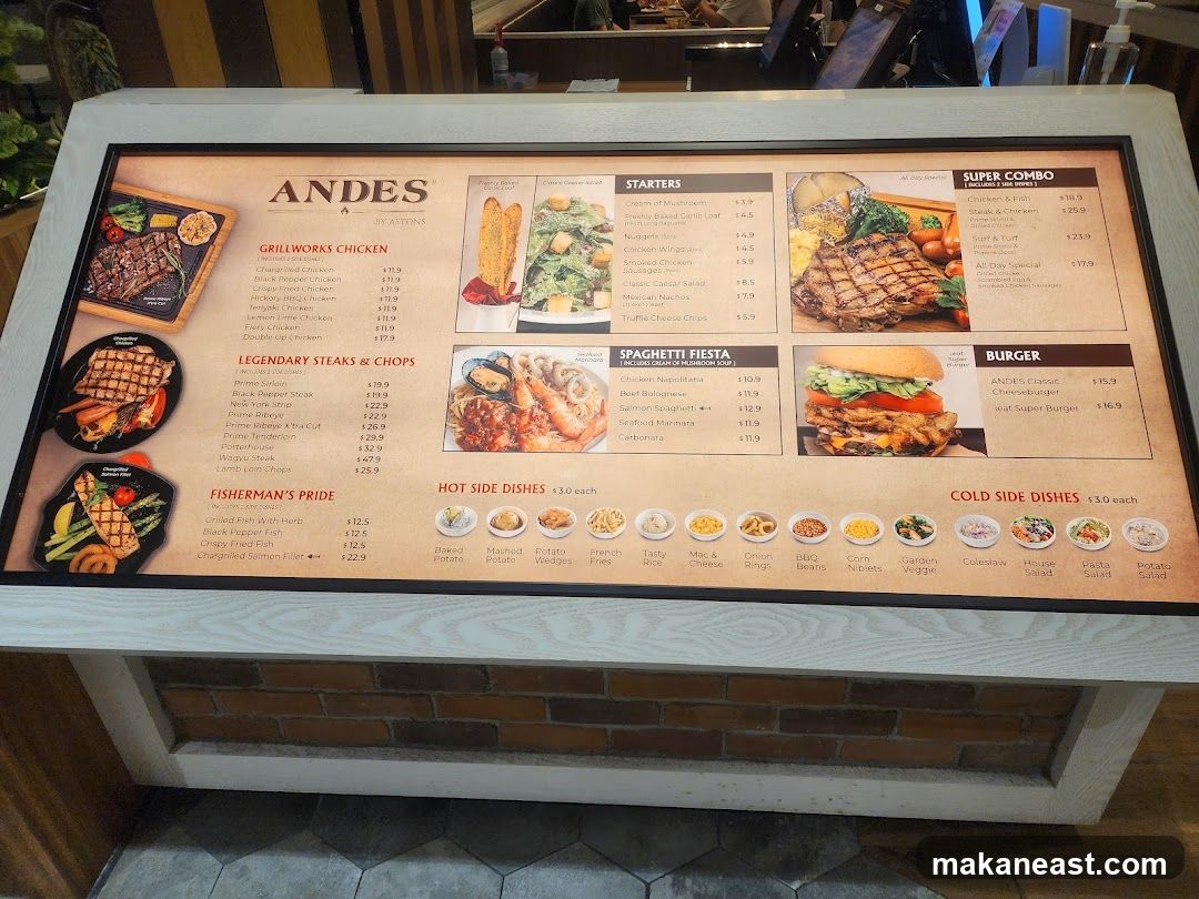 ANDES BY ASTONS Menu