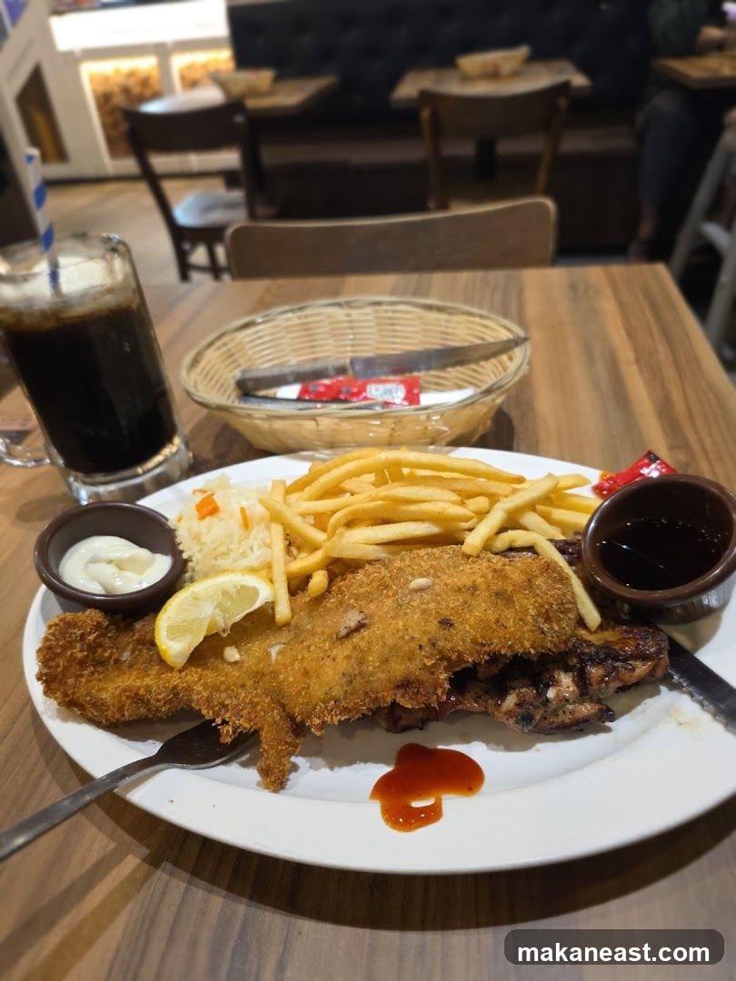Breaded Fish and Chips with Chicken