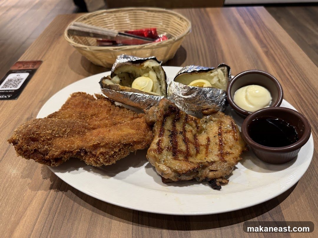 Meal with Fried Cutlet and Grilled Chicken