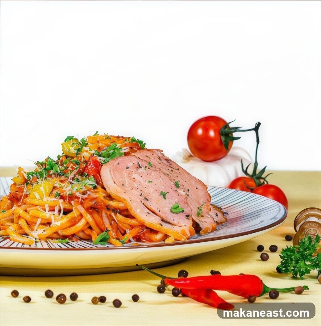 Pasta with Sliced Meat and Vegetables