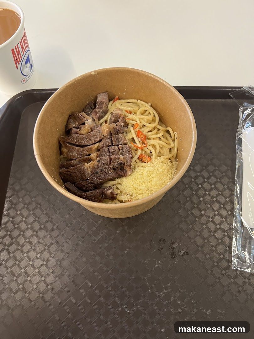 Spaghetti with Sliced Beef and Grated Cheese