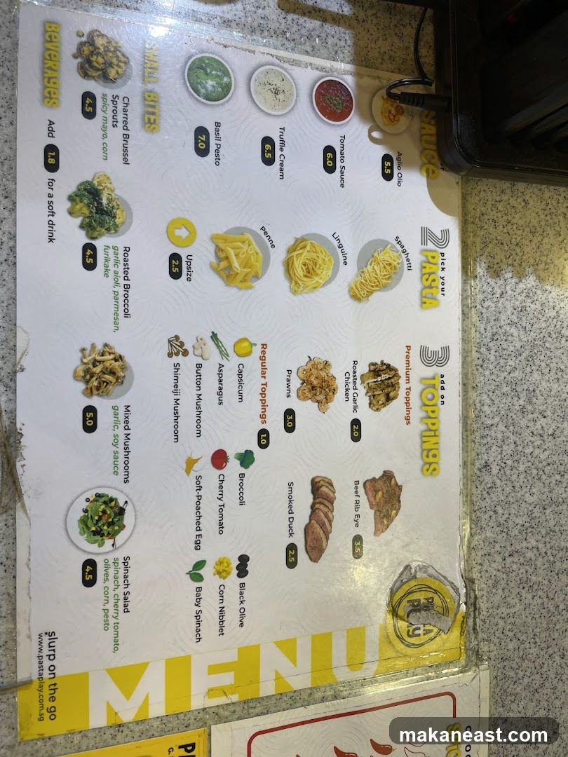 Pasta Play Menu