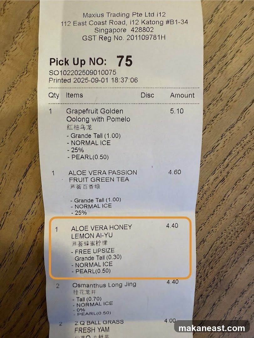 Maxius Trading Pte Ltd i12 Receipt