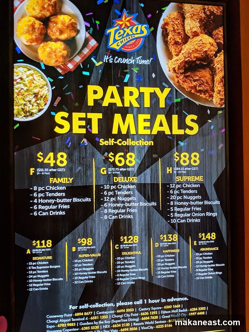 Texas Chicken Party Set Meals