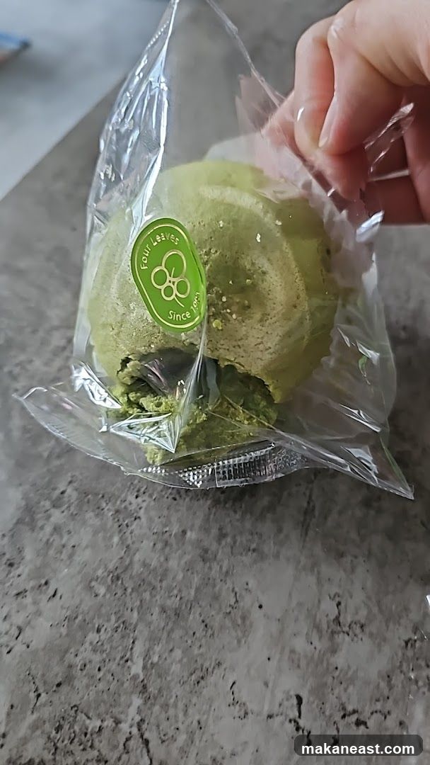 Green pastry with logo