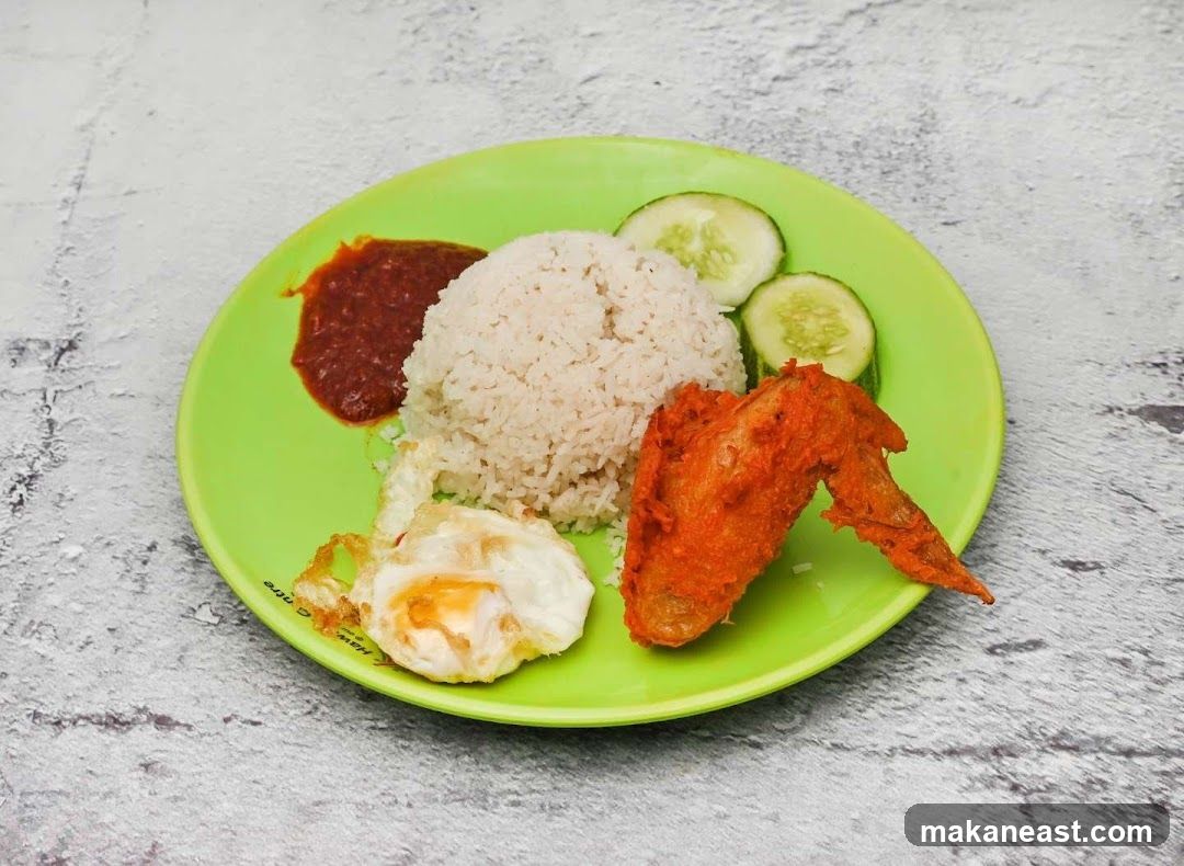 Nasi Lemak with Fried Chicken Wing