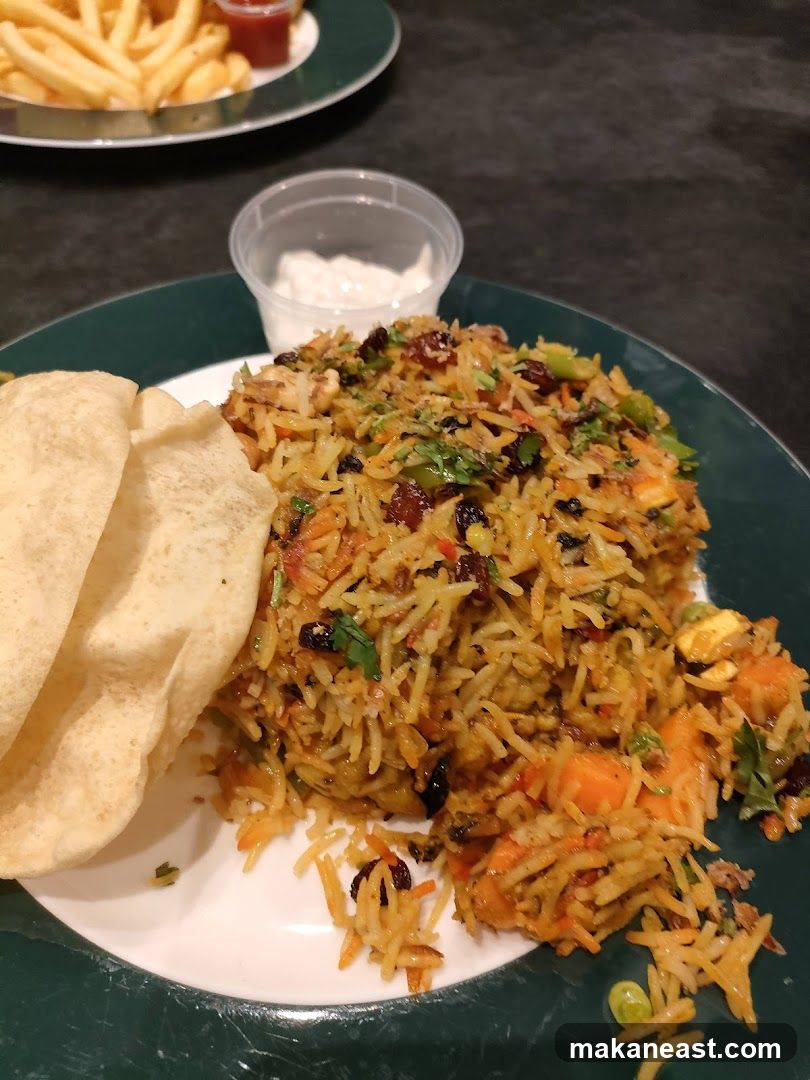 Biryani with Papadums and Dip
