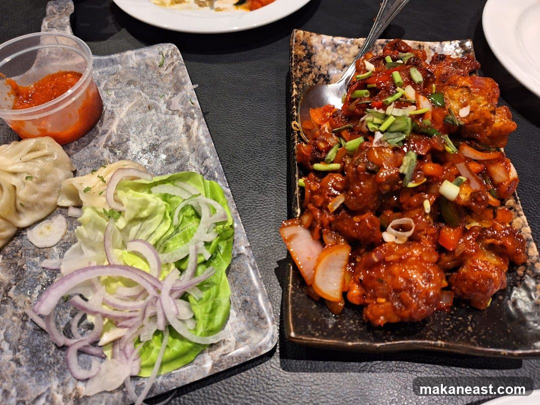Spicy Chicken and Momos