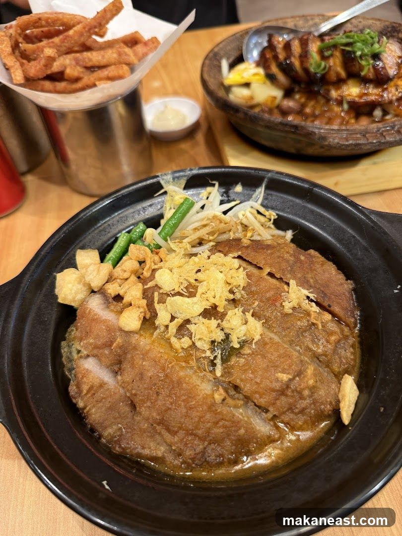 Pork Dish with Side of Crispy Strips