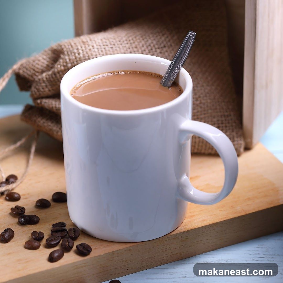 Coffee Mug with Spoon and Beans