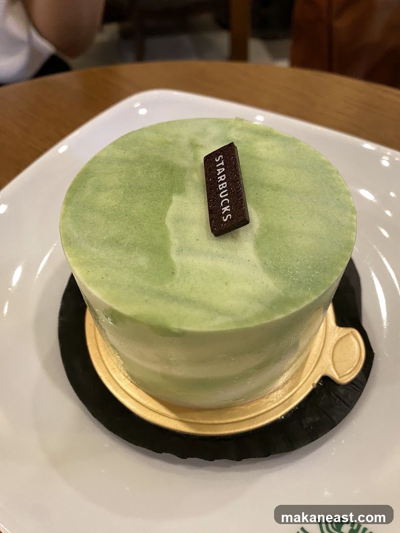 Matcha Cake with Starbucks Logo