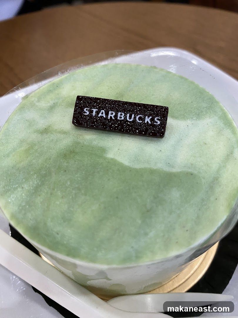 Matcha Cake with Starbucks Logo