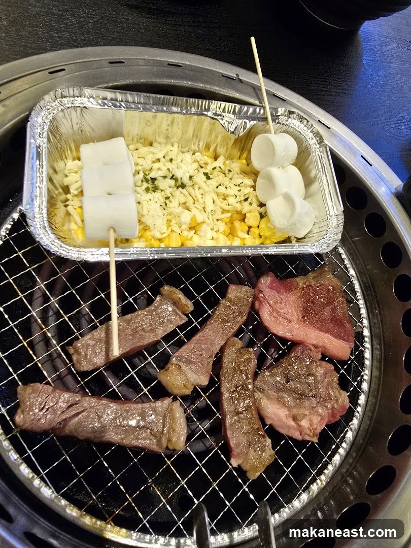 Grilled Meat and Corn Cheese