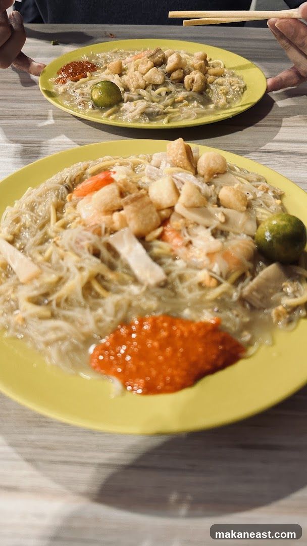 Noodles with Shrimp and Crispy Bits