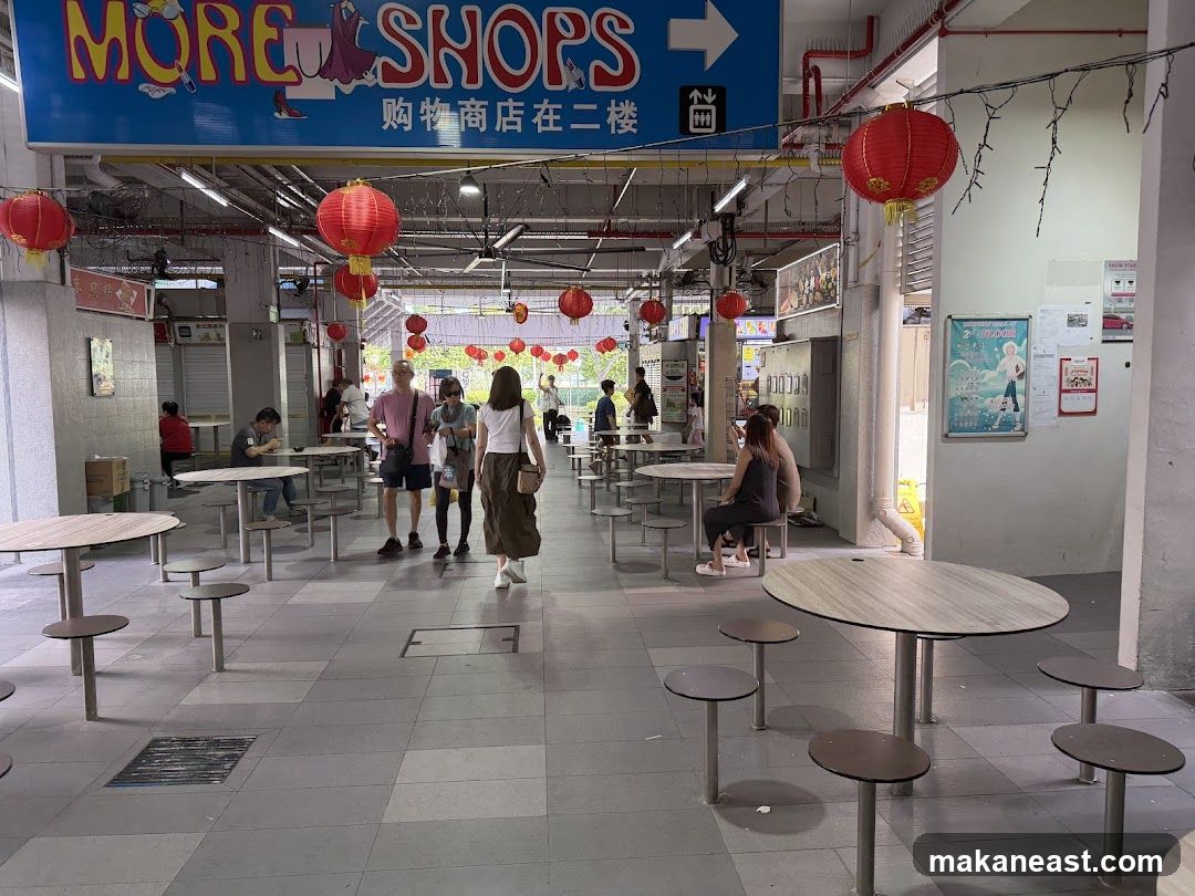 Food court with tables and chairs