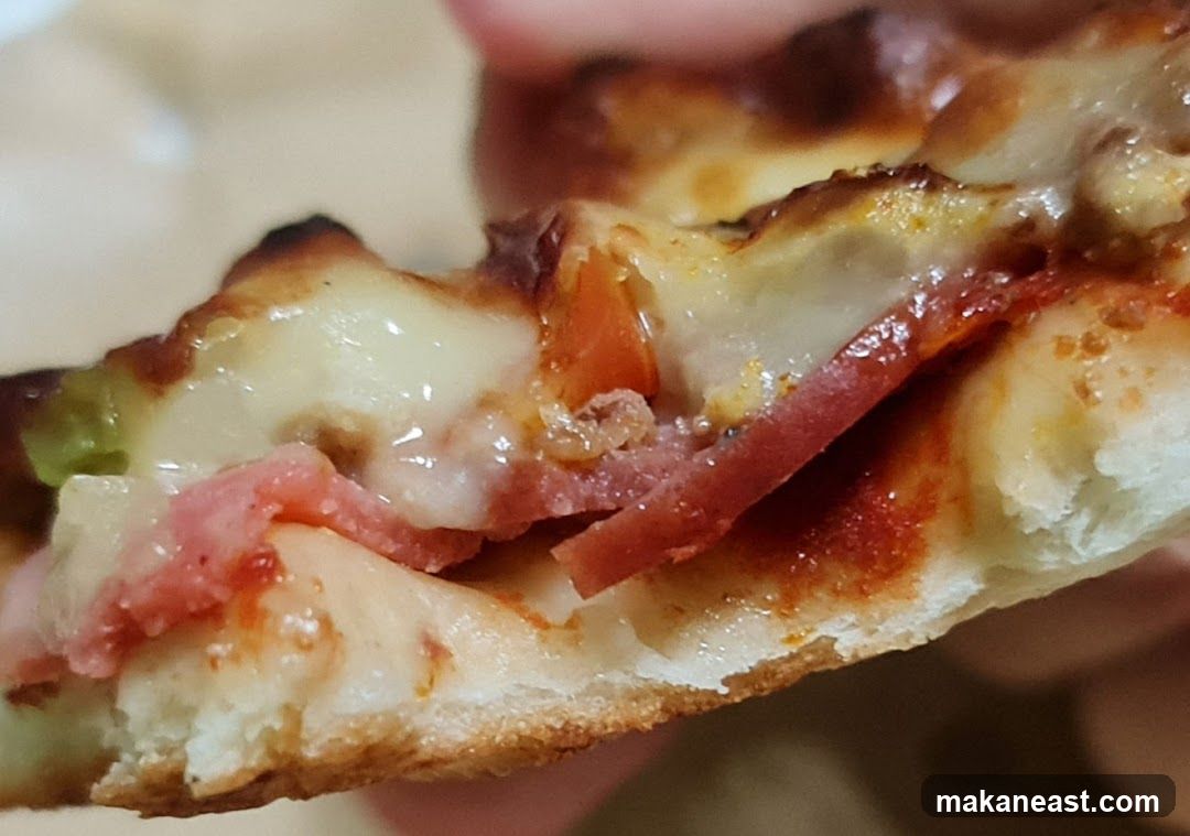 Close-up of a slice of pizza