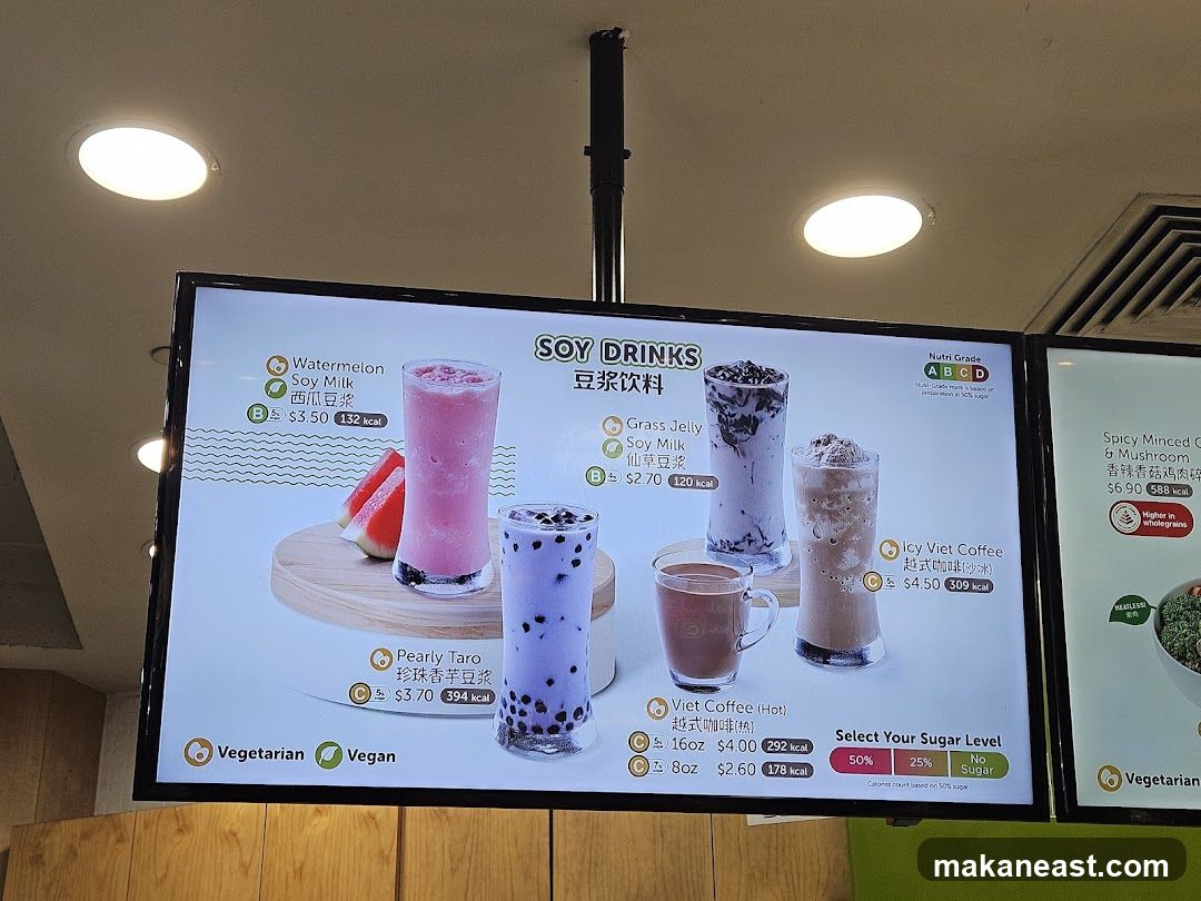 Soy Drinks Menu