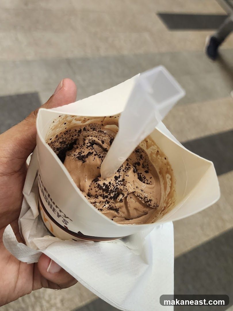 Chocolate ice cream with cookie crumbles