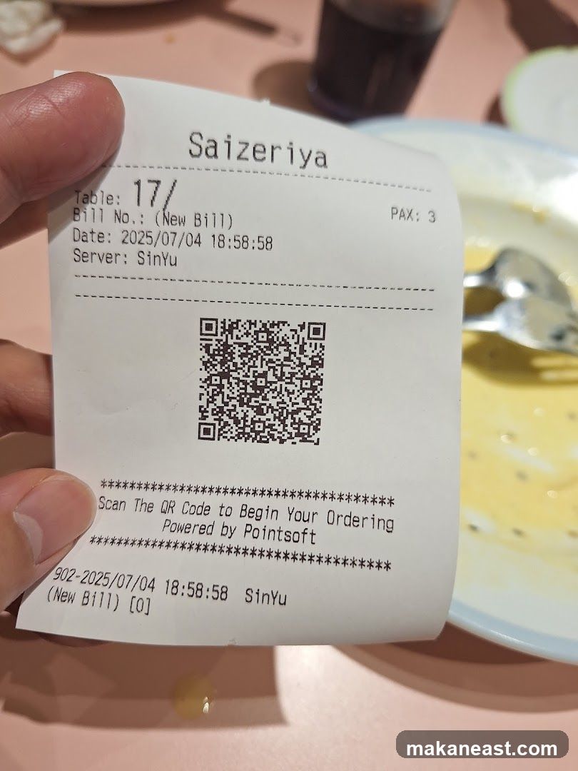 Receipt from Saizeriya