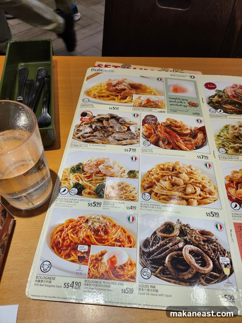 Pasta Menu
