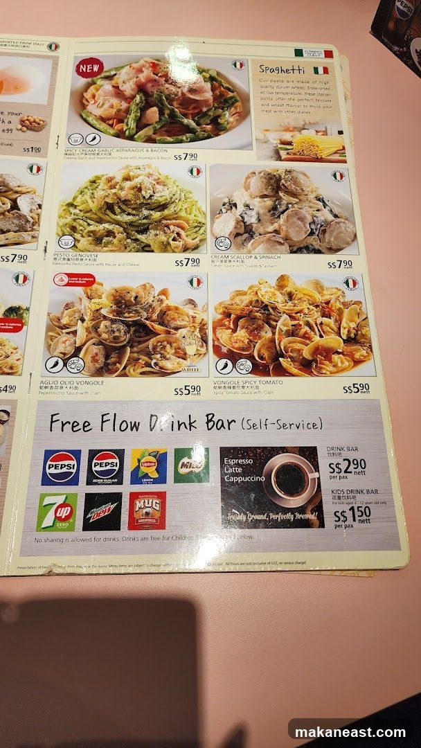 Pasta Menu