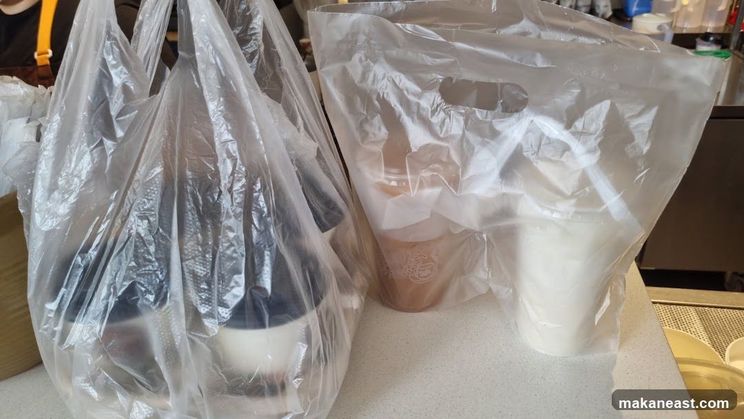 Takeout Bags with Drinks and Food Container
