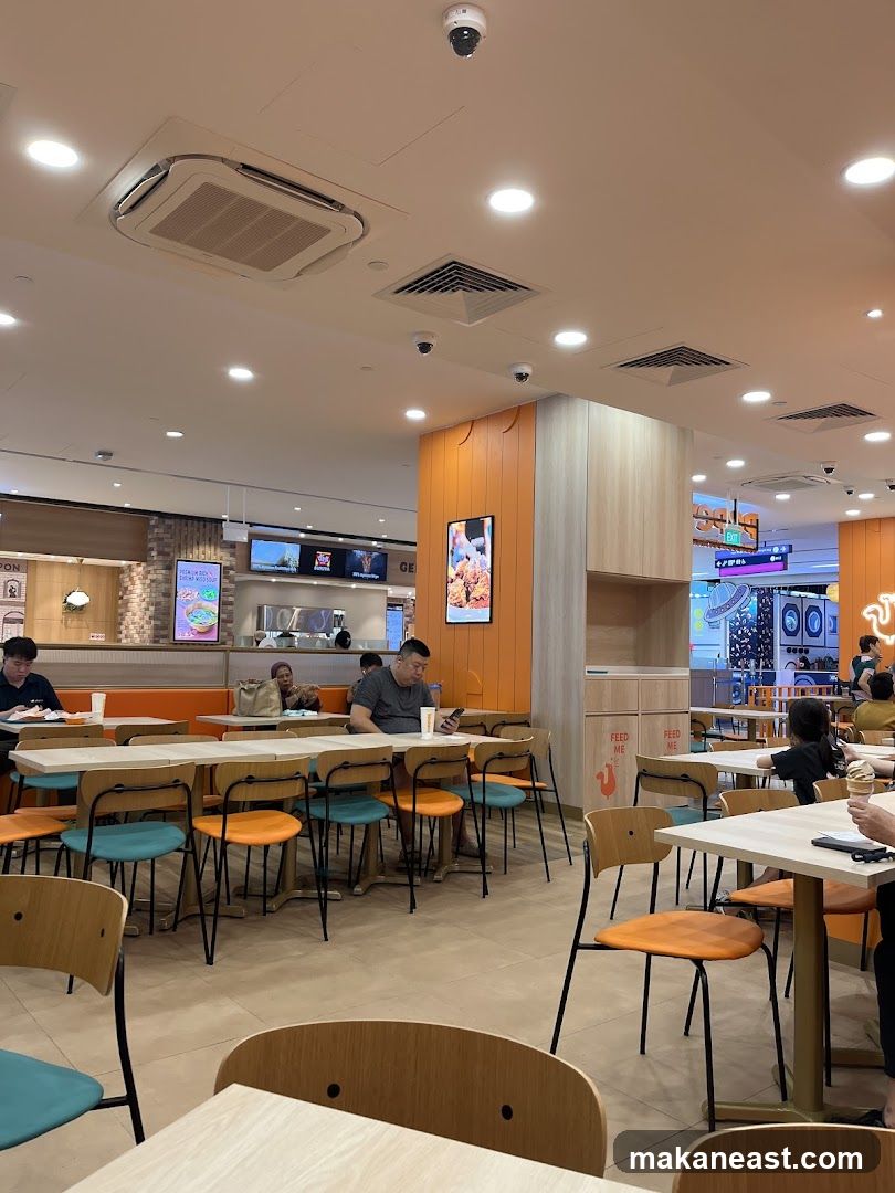 Restaurant Interior with Orange and Wood Accents