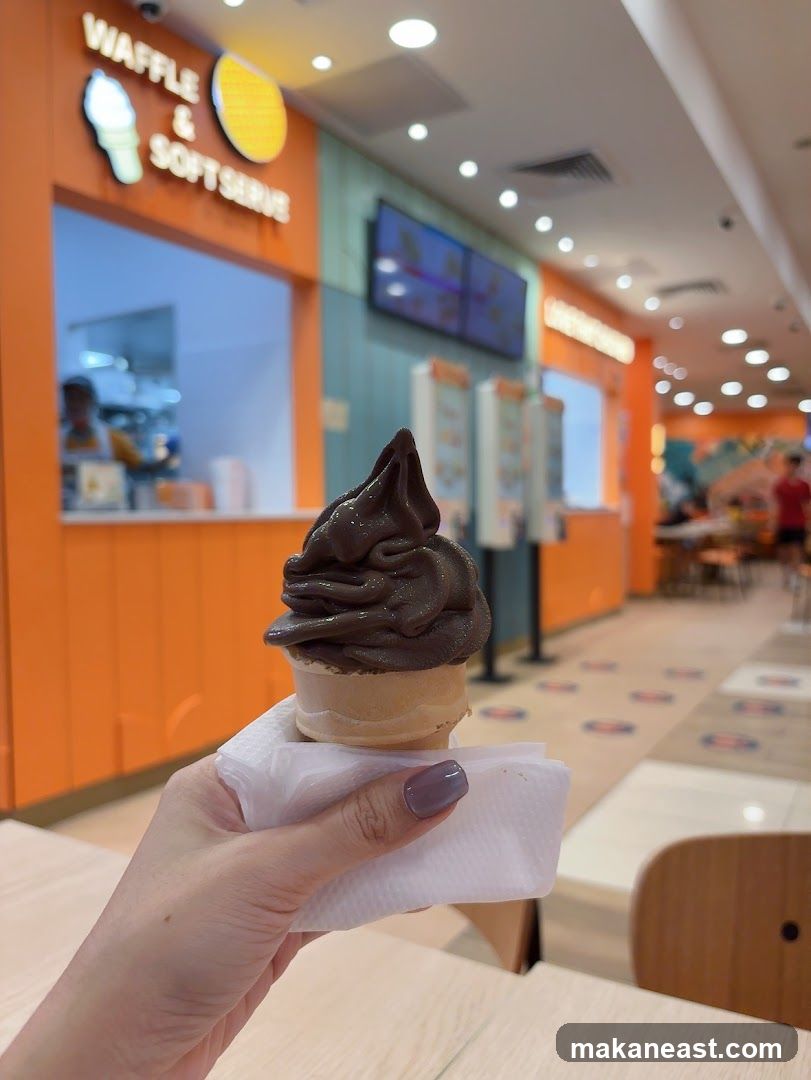 Chocolate Soft Serve Ice Cream Cone