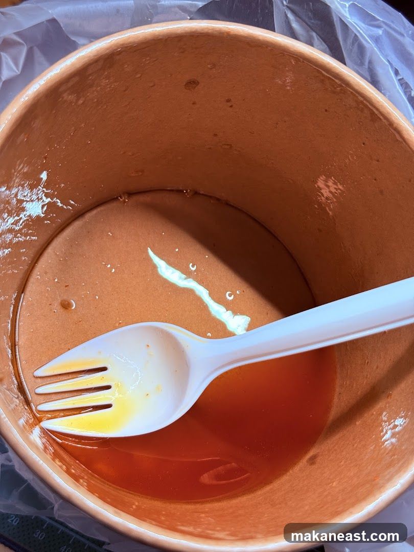 Disposable Container with Sauce and Utensil