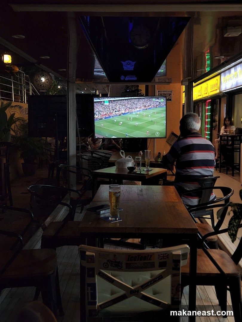 Bar with Football Match on TV