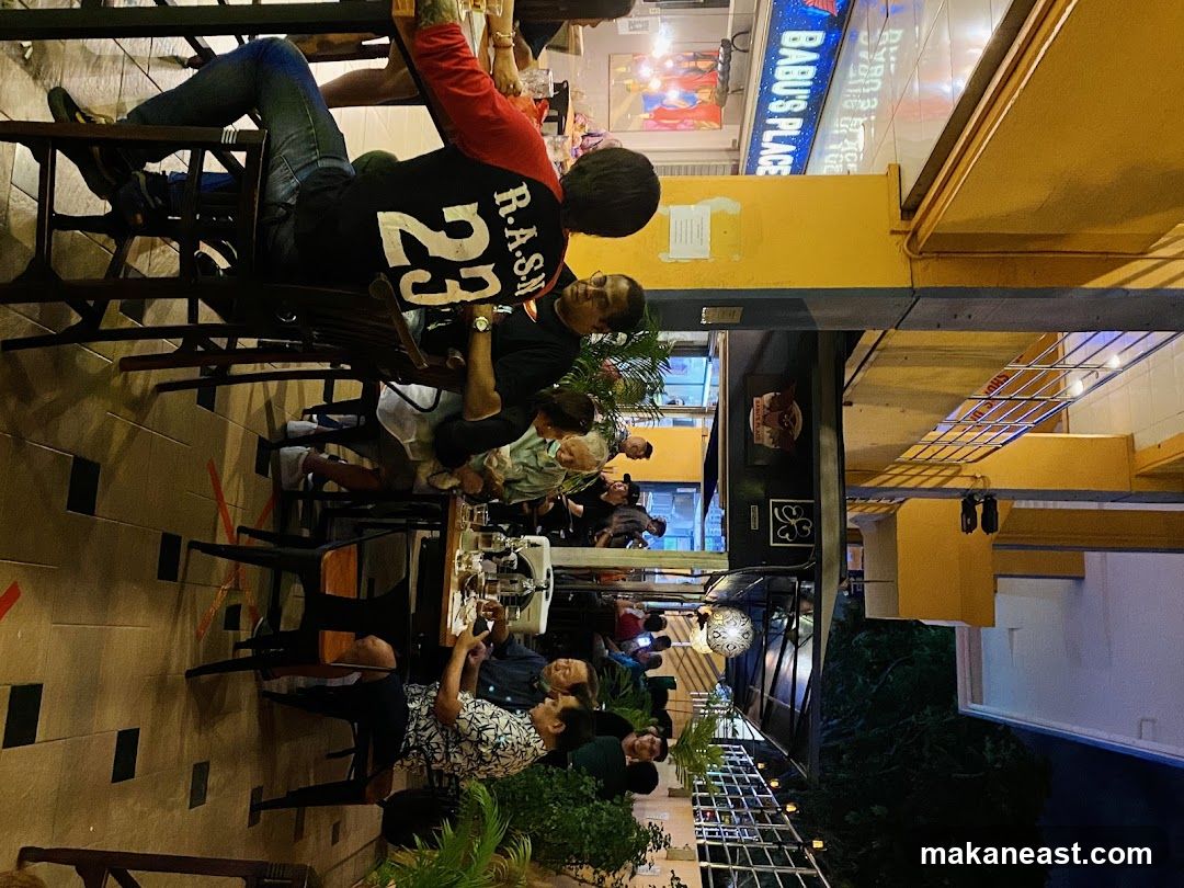 Outdoor dining area with patrons