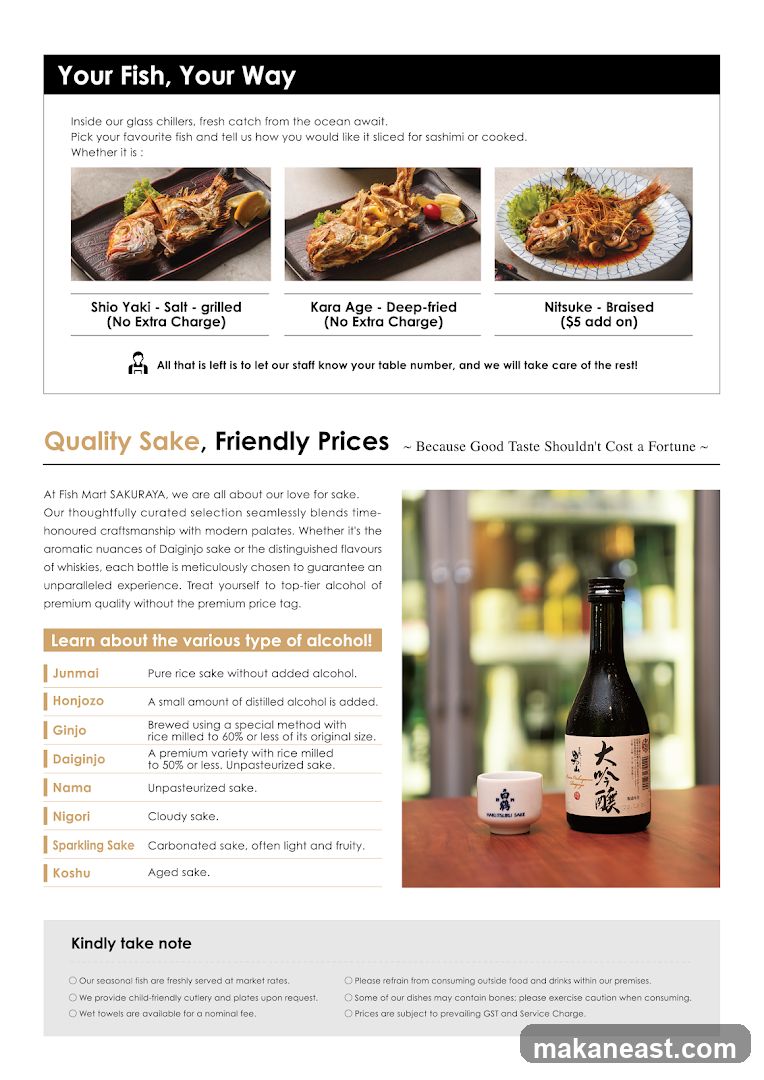 Fish and Sake Menu