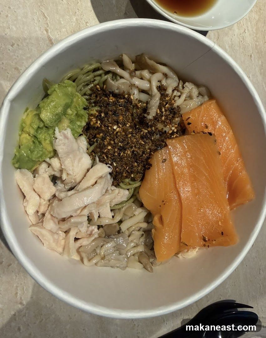 Salmon and Chicken Noodle Bowl