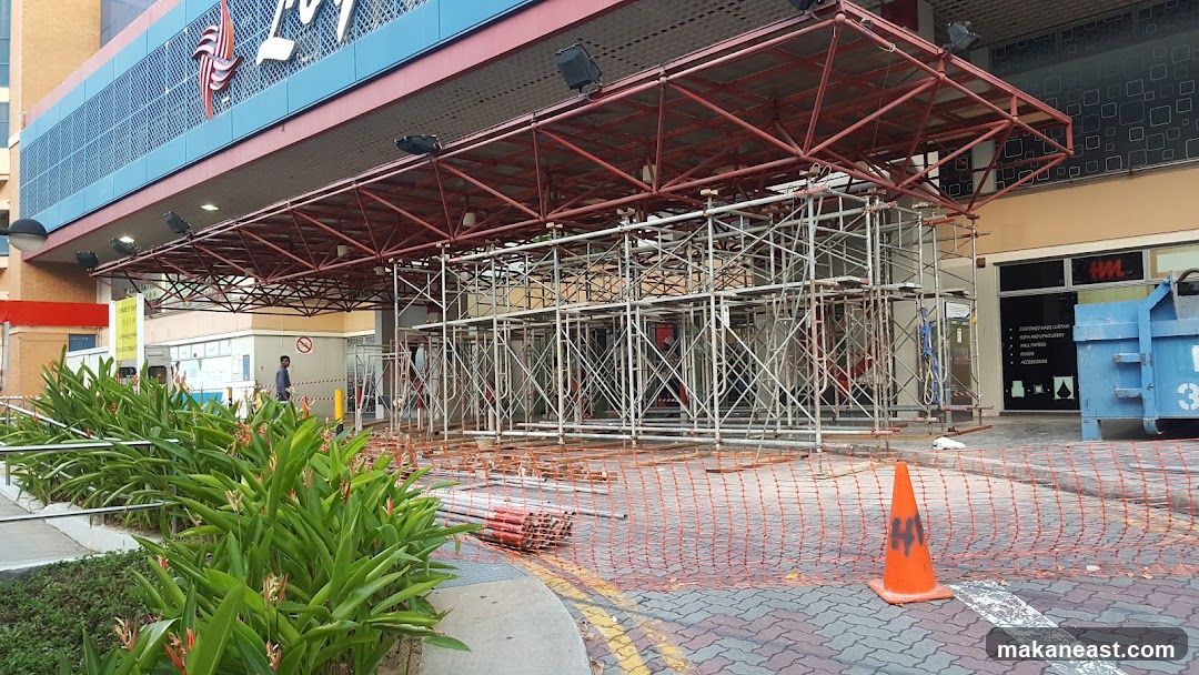 Construction Scaffolding at Building Entrance