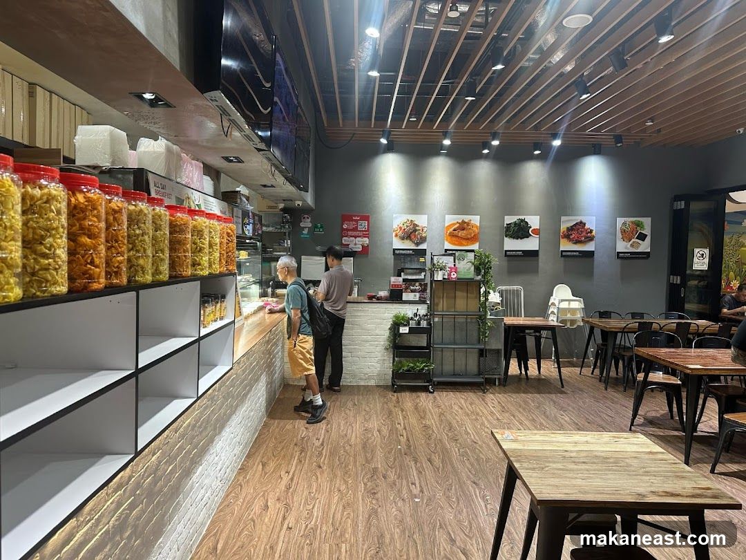 Restaurant Interior with Food Displays and Seating